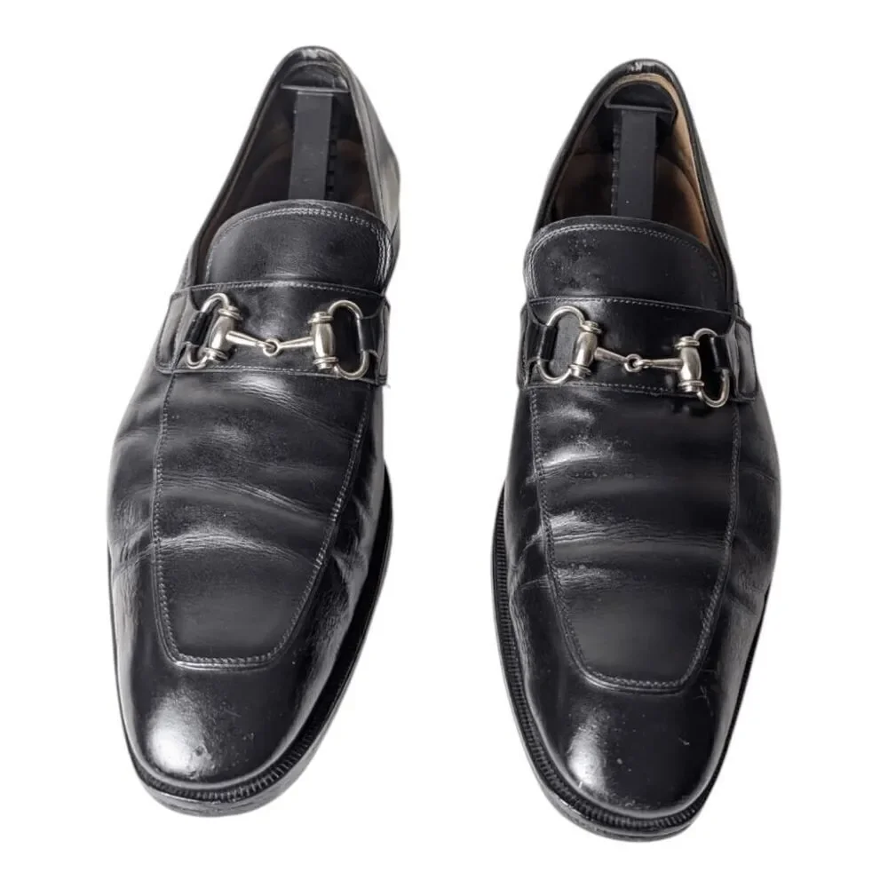 MAGNANNI Black Leather Bit Loafer Size 11.5M